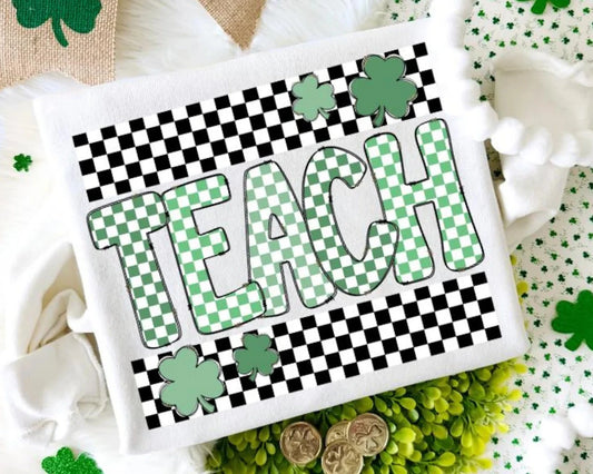 Teach Checkered Shamrock Sweatshirt